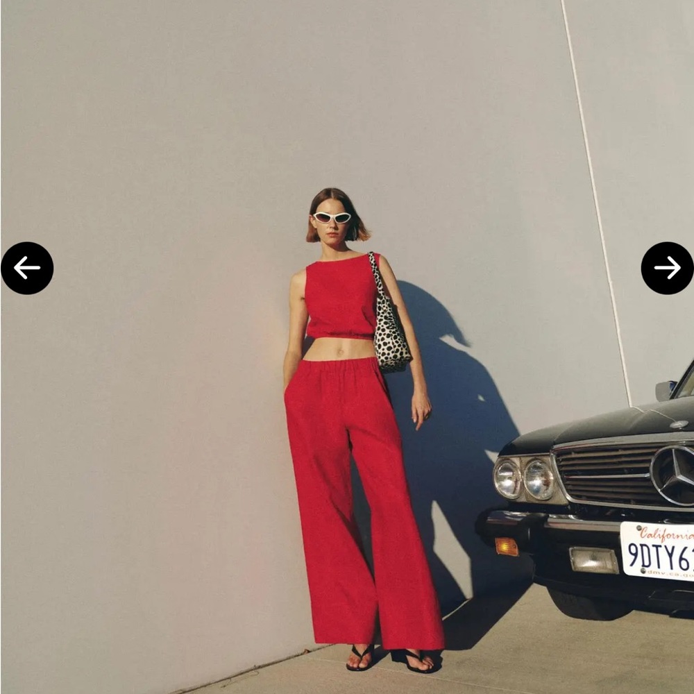 NWT reformation Fernando linen pants in lipstick  red - size XS